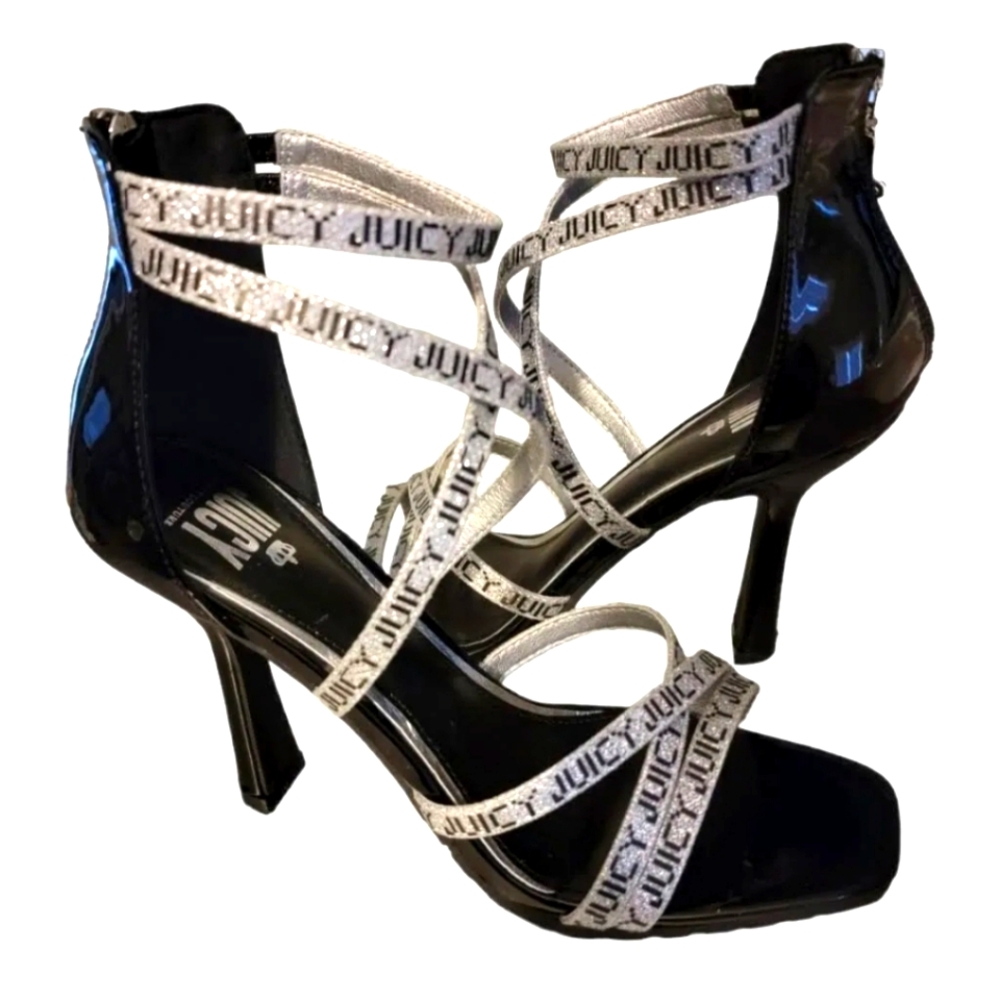 New Juicy Couture Gabrielle Platform Heel Sandal Black Size 11M